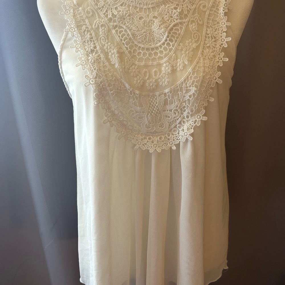 Elegant Lace Back White Top